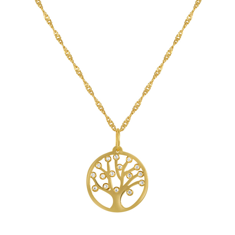 9ct yellow gold fashion tree of life pendant