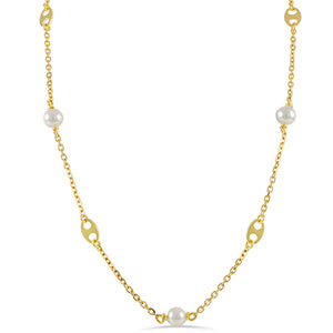 19.2ct Yellow Gold Necklace with Pearls VO20674