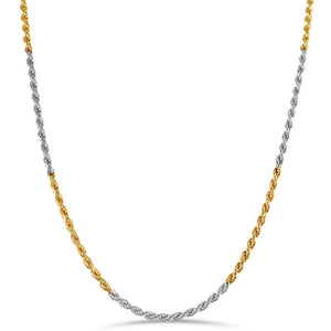 19.2ct Yellow and White Gold 1.5MM Rope Chain FI0906