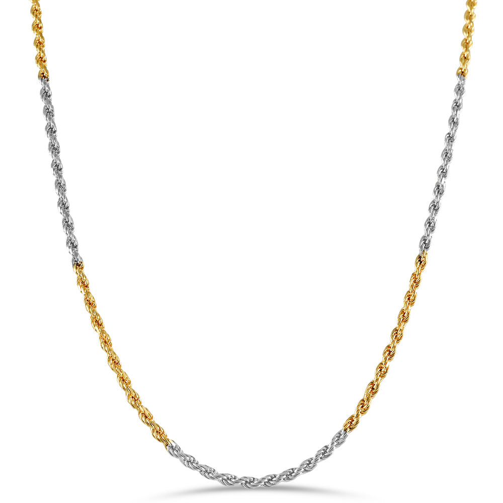 19.2ct Yellow and White Gold 1.5MM Rope Chain FI0906