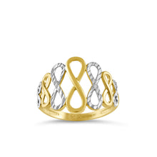 Carregar imagem no visualizador da galeria, 14ct Yellow and White Gold Infinity Ring 14AN08
