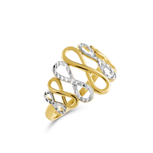 Carregar imagem no visualizador da galeria, 14ct Yellow and White Gold Infinity Ring 14AN08
