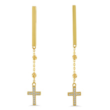 Carregar imagem no visualizador da galeria, 14ct Gold Cross Earrings 14BR05
