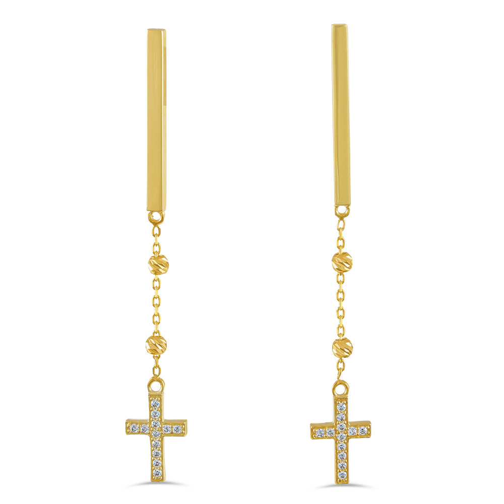 14ct Gold Cross Earrings 14BR05