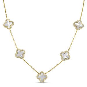 9ct Gold Pearl Clover Necklace 9FI002