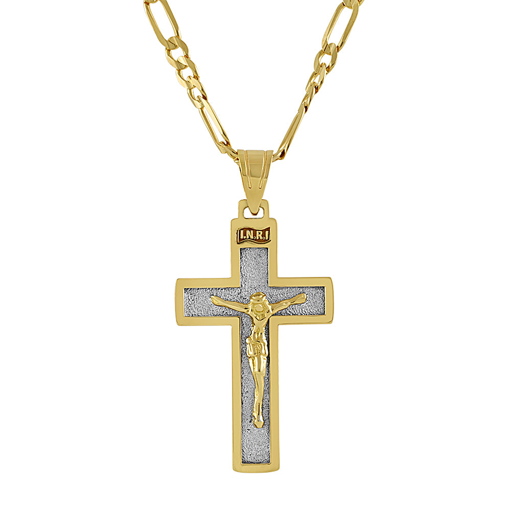 19.2ct Yellow and White Gold Cross Pendant CR61254