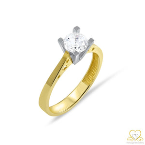 9ct Yellow and White Gold Solitaire Ring 9AN0011