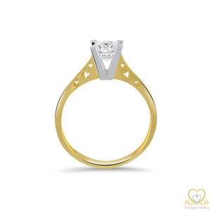 9ct Yellow and White Gold Solitaire Ring 9AN0011