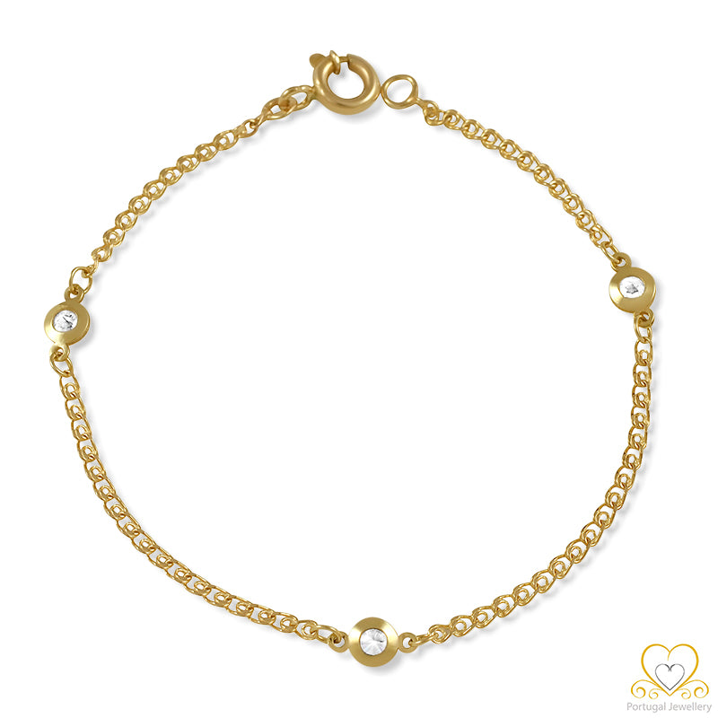 9ct Yellow Gold Children`s  Bracelet with CZ stones 9PC0245