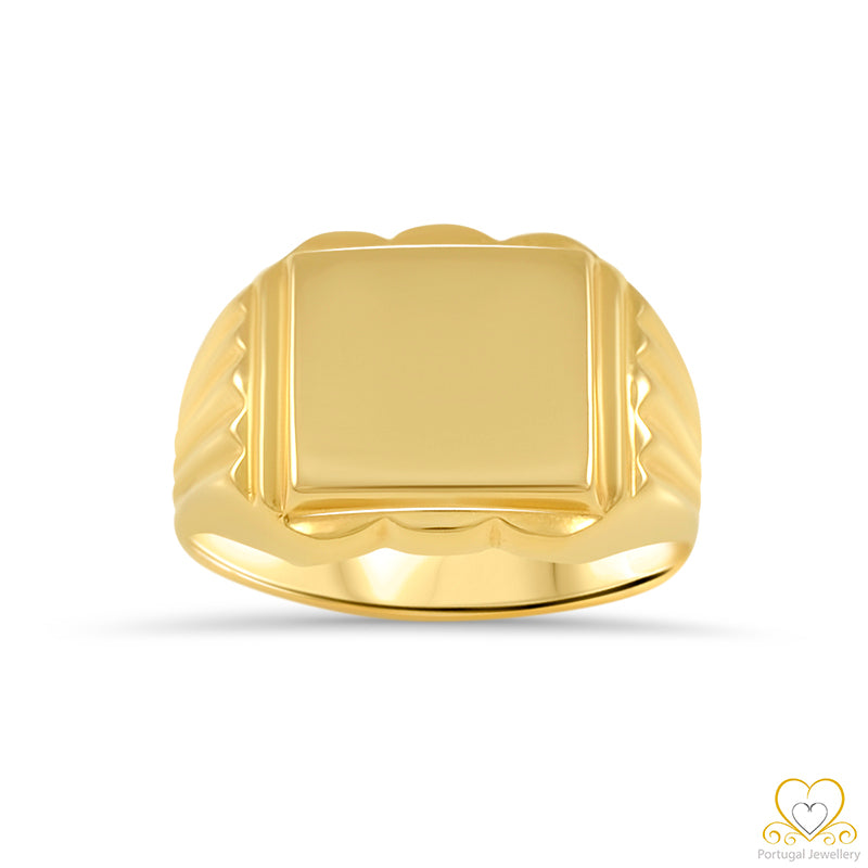 19,2ct Yellow Gold Square Mens Signet Ring AH12050