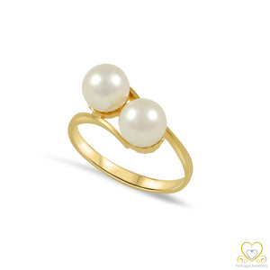 19.2ct Yellow Gold 6MM Cultured Pearls Ring AN052