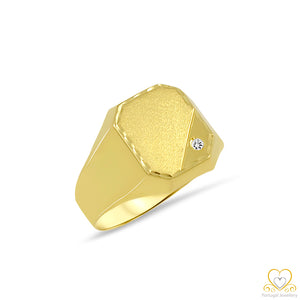 19,2ct Yellow Gold Square Men´s Signet Ring AN0949