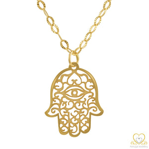 19.2ct Yellow Gold Hamsa Necklace CO40070