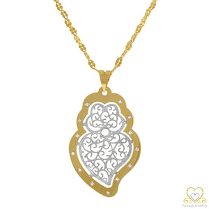 19.2ct White and Yellow Gold Filigree Heart Pendant CO67059