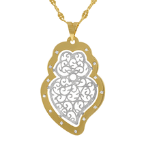 Carregar imagem no visualizador da galeria, 19.2ct White and Yellow Gold Filigree Heart Pendant CO67059
