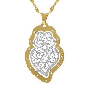 19.2ct White and Yellow Gold Filigree Heart Pendant CO67059