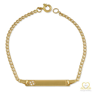 9ct Yellow Gold Children's Lucky Clover ID Bracelet PC0243
