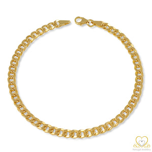 19.2ct Yellow Gold 4MM Hollow Cuban link Bracelet PU0482