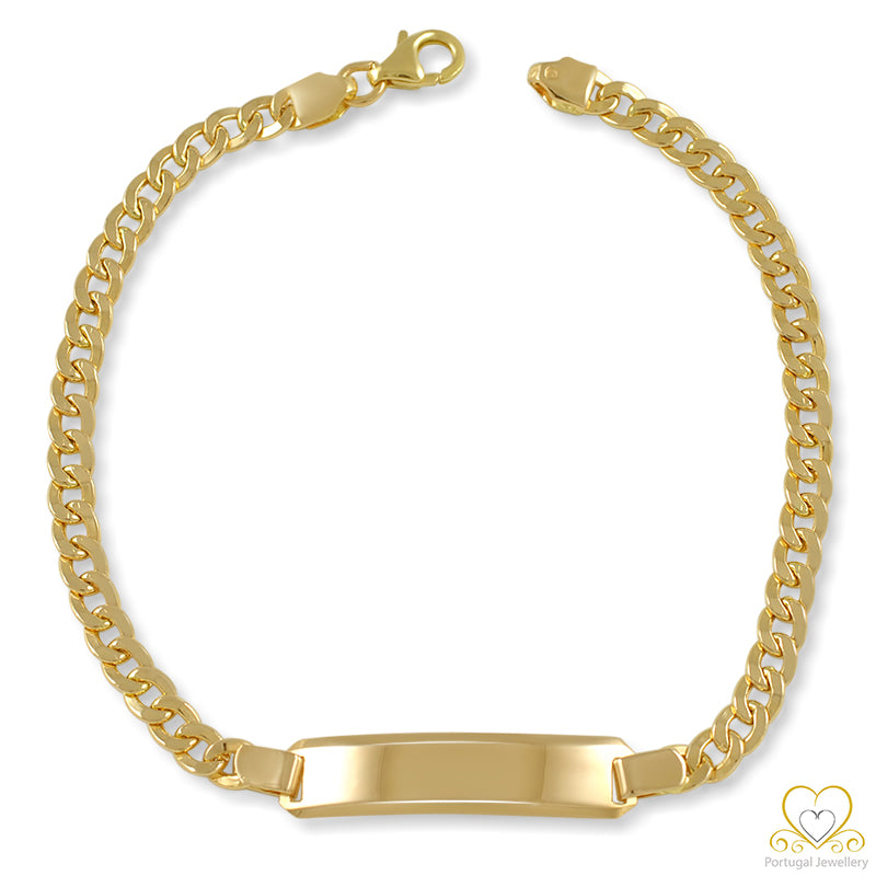 Yellow Gold 4MM Hollow ID Cuban link Bracelet PU0528