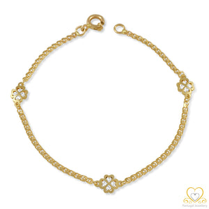 9ct Yellow Gold Children's Lucky Clover Bracelet PUC019