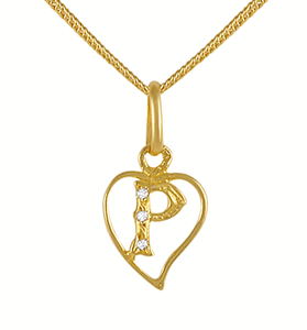 19.2ct Yellow Gold Initial Heart Pendant ME041